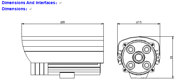 2.0 Megapixel Sony Exmor 1080P Waterproof Bullet IP Camera Demension